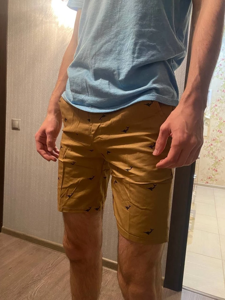 Сами шорты отличные, материал плотный, сшиты качественно. Но не посмотрел замеры, заказал L, а они маломерки, на 2-3 размера. Так что перезакажу уже по меркам.