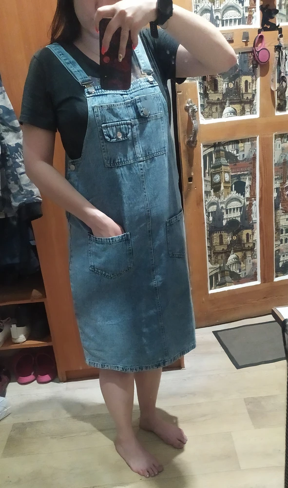 Хороший сарафанчик, ❤очень удобный, чуть широковат, но думаю если бы перезаказала на размер меньше ,то он бы уже облепил мои большие бёдра. В целом и хотела что бы было свободно😃 рост 168 ОБ112см