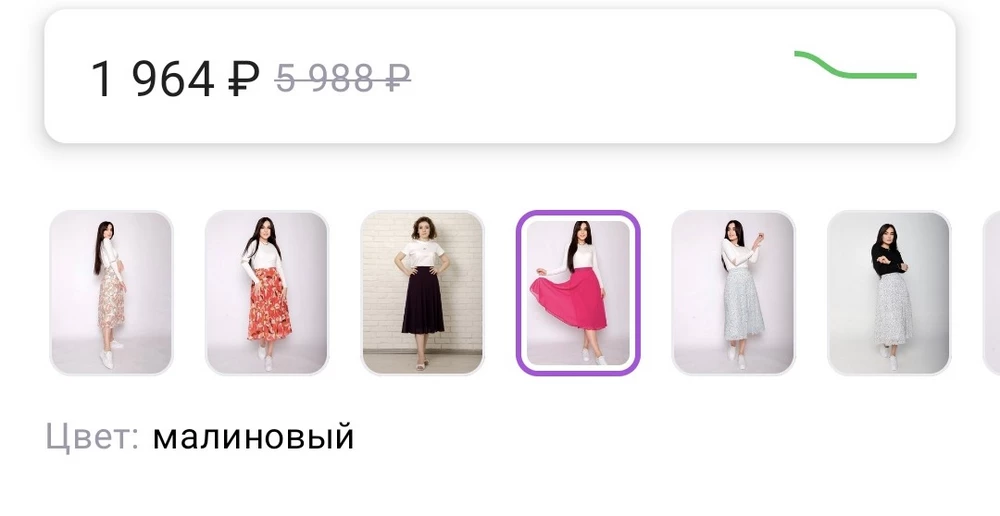 Юбка цвета фуксия, а не малиновая как заявлено, поэтому отказ!