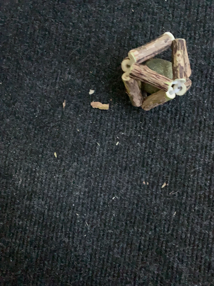 Я так и не поняла для чего это вообще я купила , кот только трется об эту ерунду , она крошится весь пол усыпан корой от деревянных палочек.